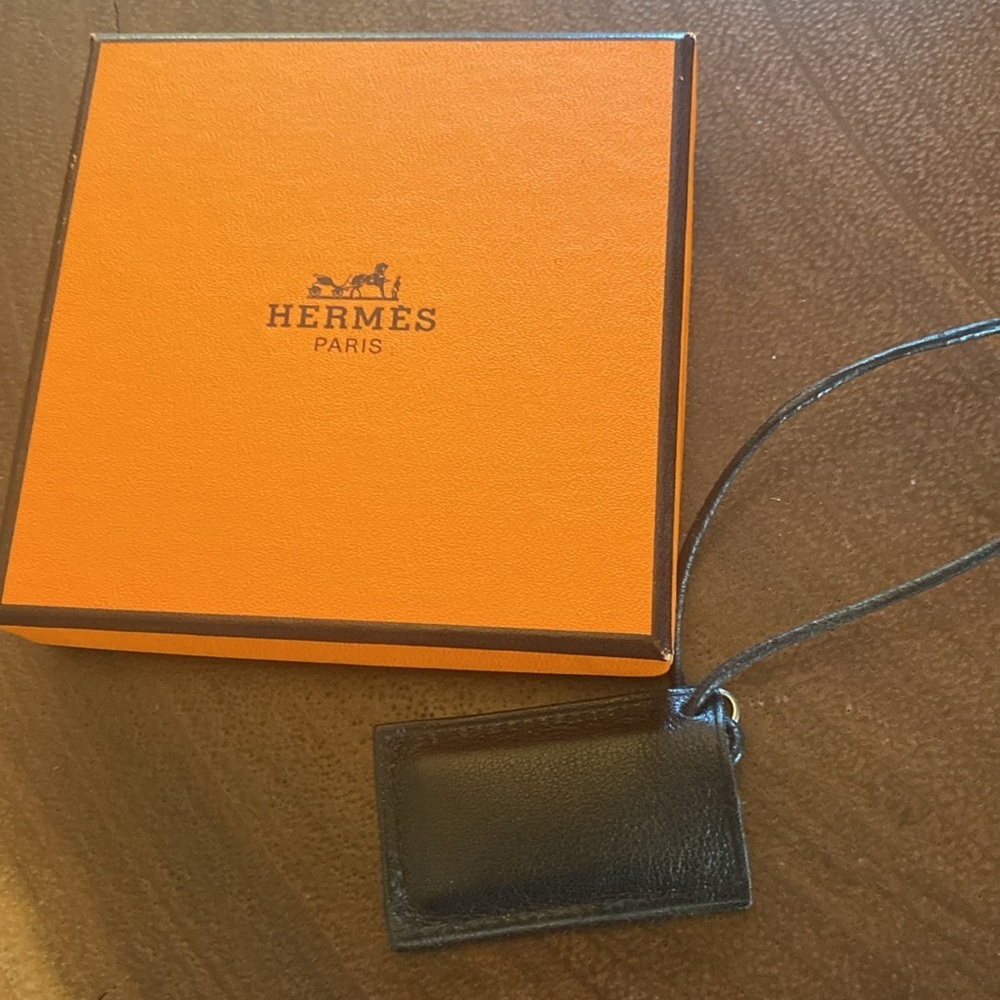 Hermes 16” Leather and Silver Choker Necklace with Box/ like NEW - Picture 6 of 7